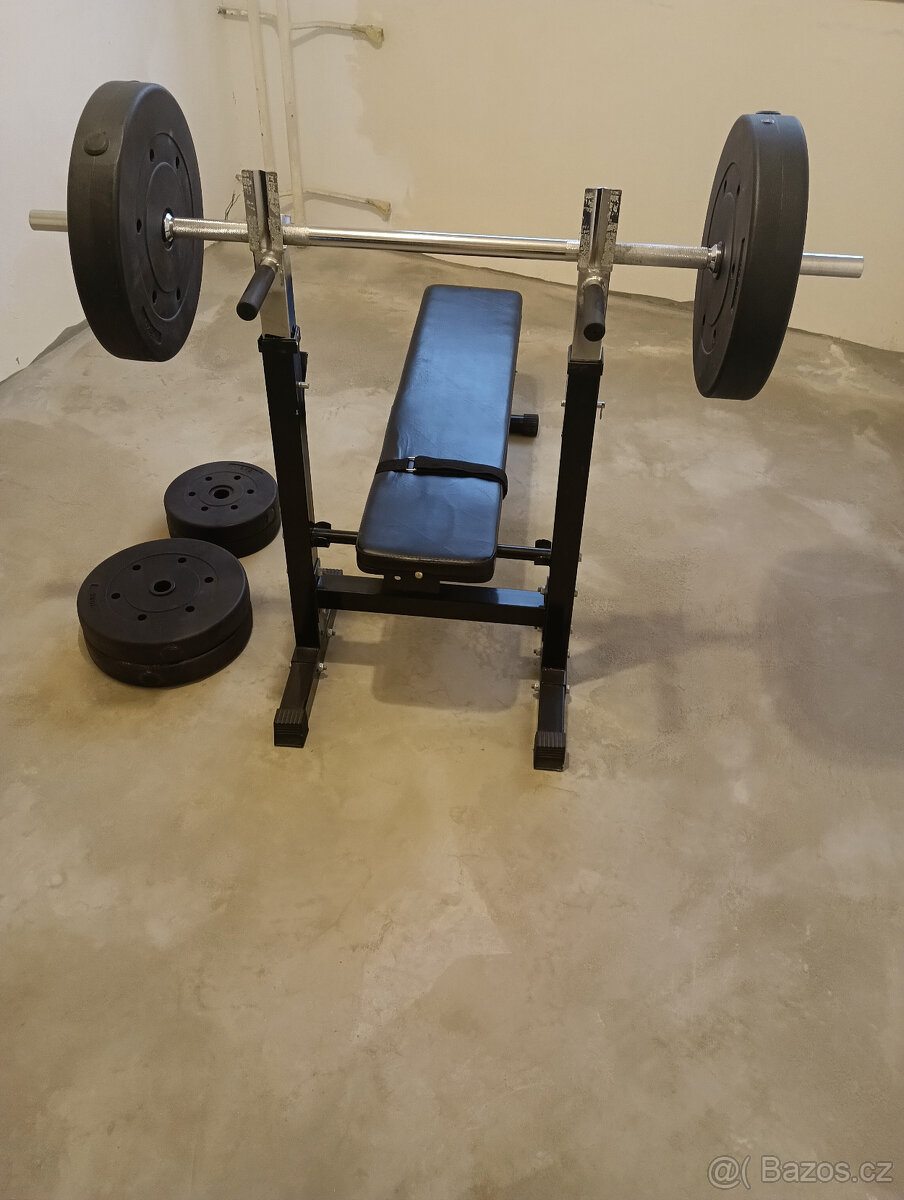 Lavice a dvourucni cinka na posilovani Bench press - 3