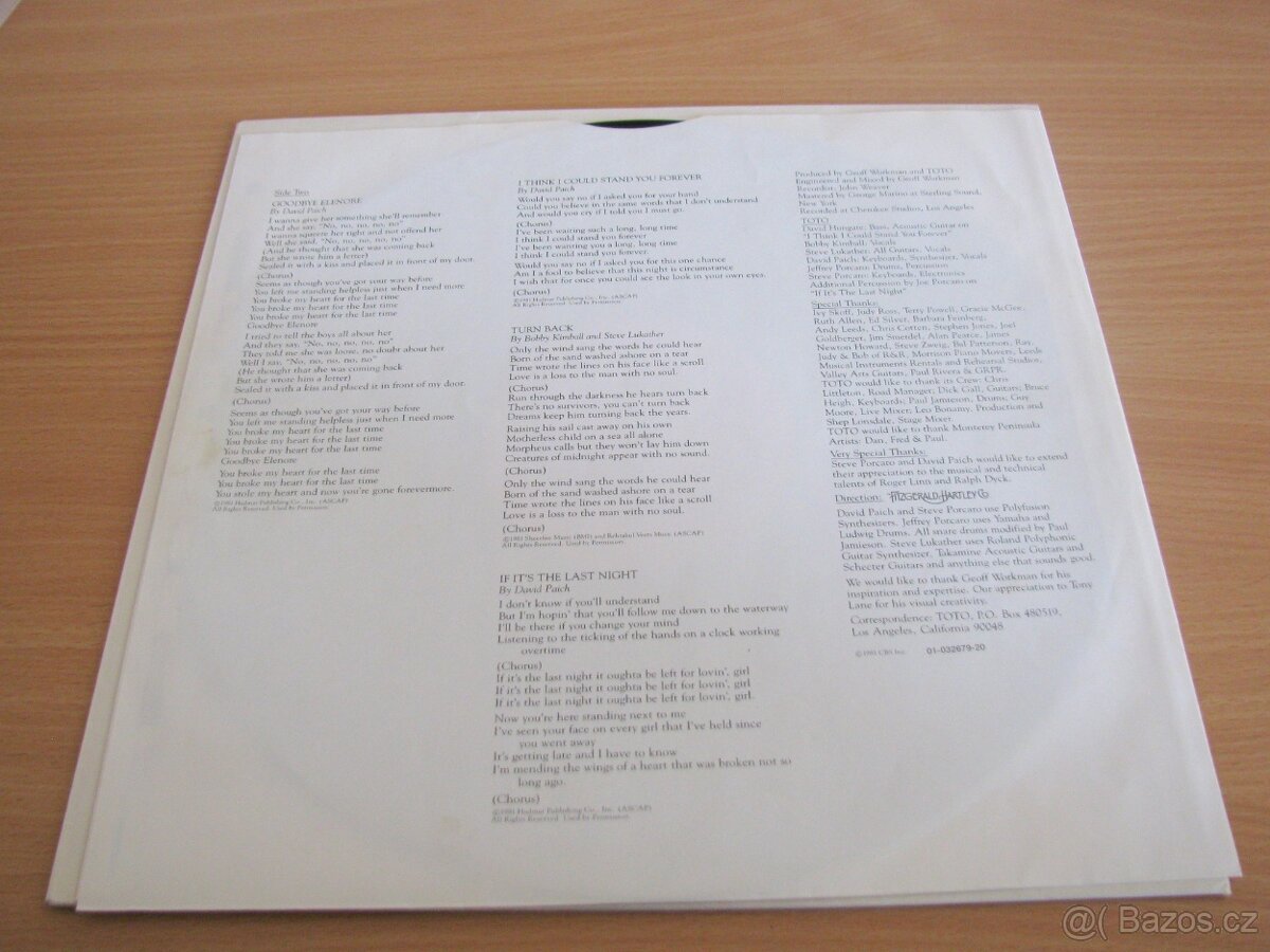 LP - TOTO - TURN BACK - CBS / 1980 - 3