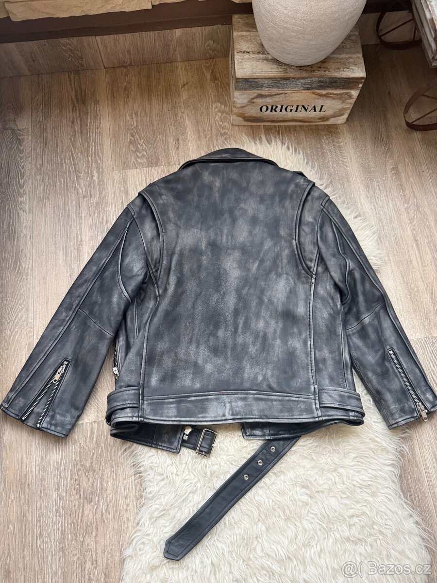 Fine Furs šedá kožená bunda, nová - 3