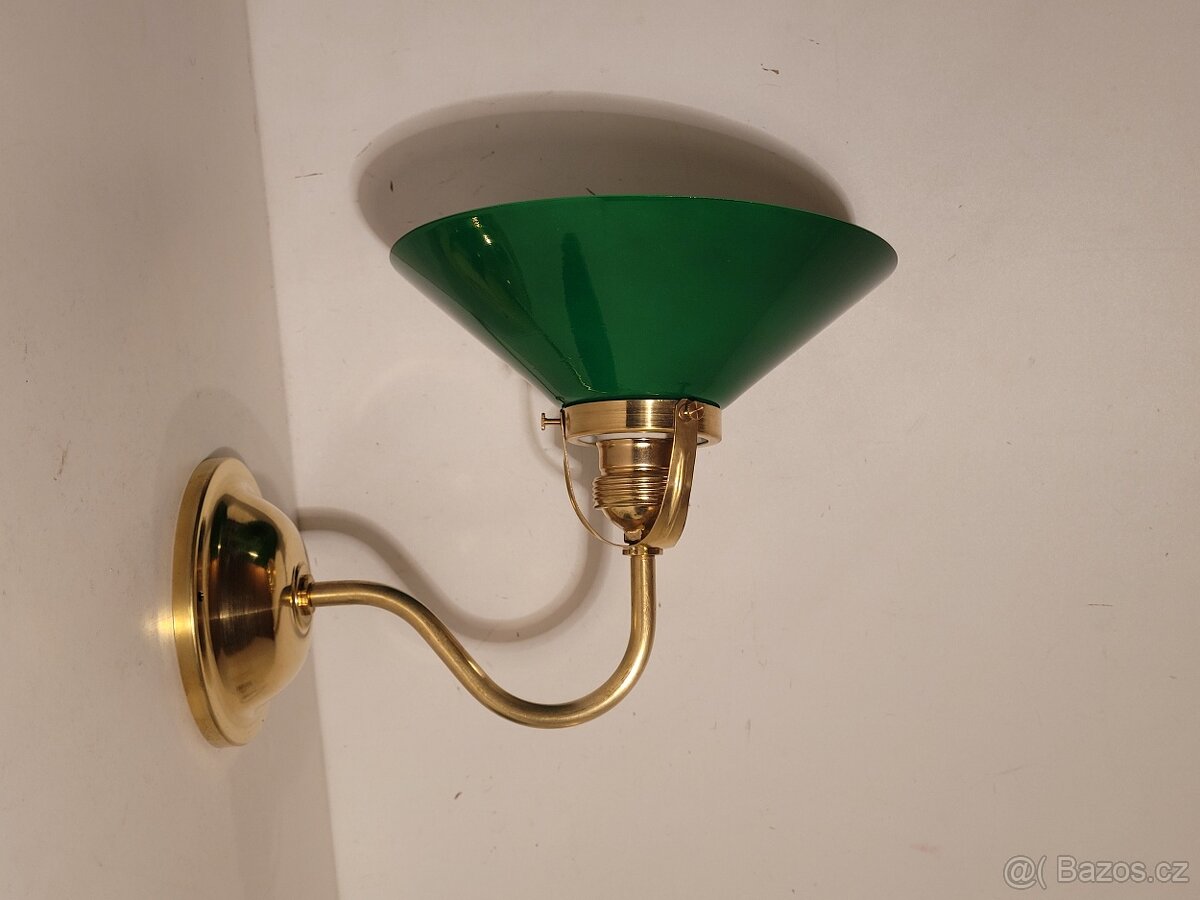 1 x mosazná lampa, lampička, zelený širm , až 6 ks - 3