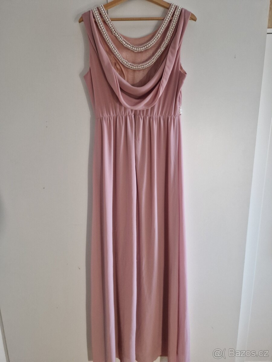 Růžové společenské šaty Michell velikost L - 3