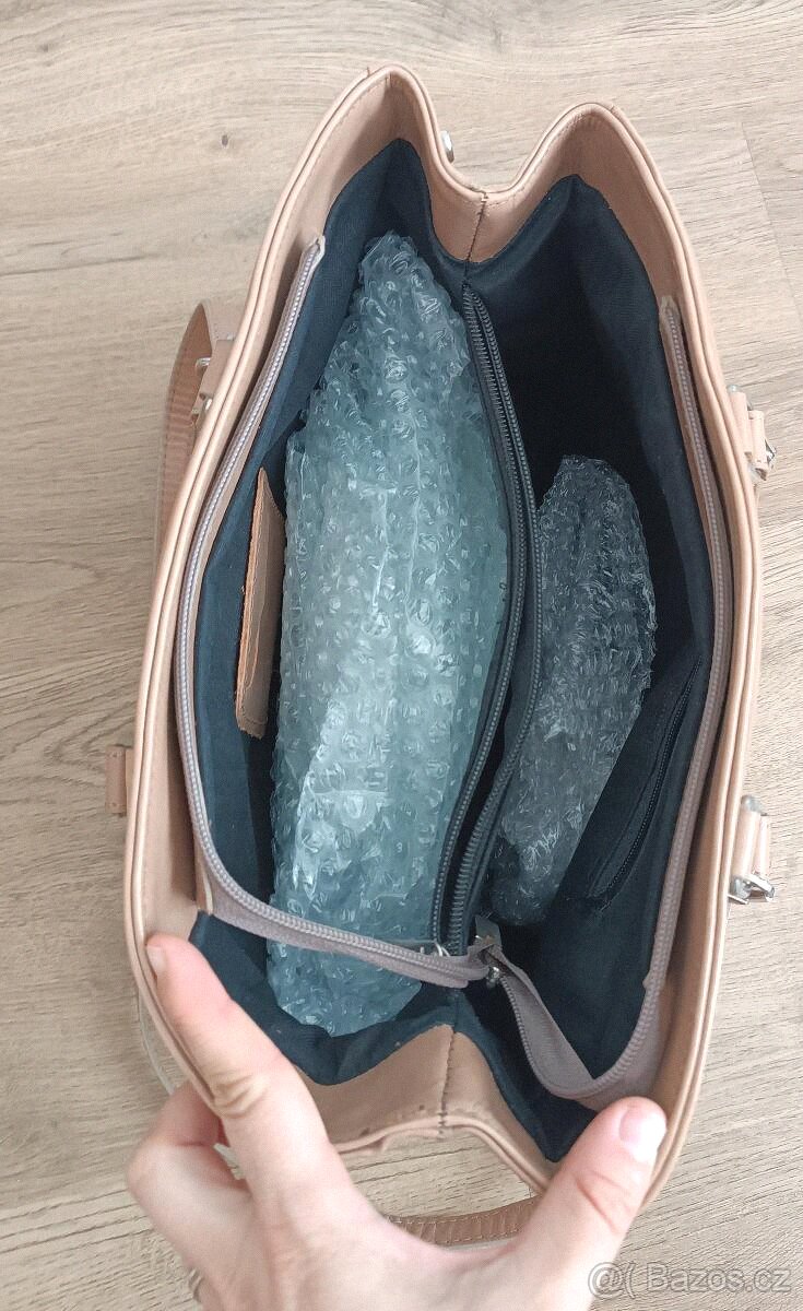 Elegantní dámská kožená kabelka - tote - růžovo béžová - Ver - 3