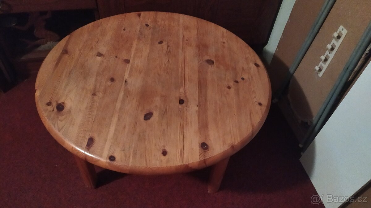 Konferenční stolek kulatý dřevo, masiv. - 3