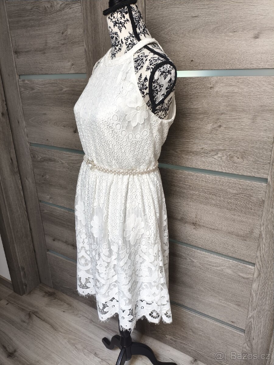 Bílé krajkové šaty zn. VILA vel. 42/44 - 3
