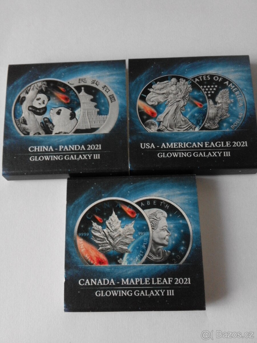 Sada 3 krásných stříbrných číslovaných mincí - 3