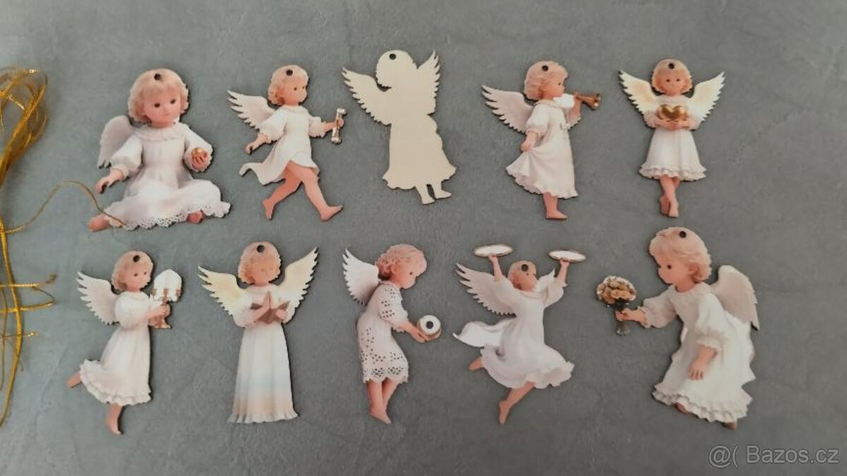 DŘEVĚNÝ ANDĚL SADA 10KS - DEKORACE - 3