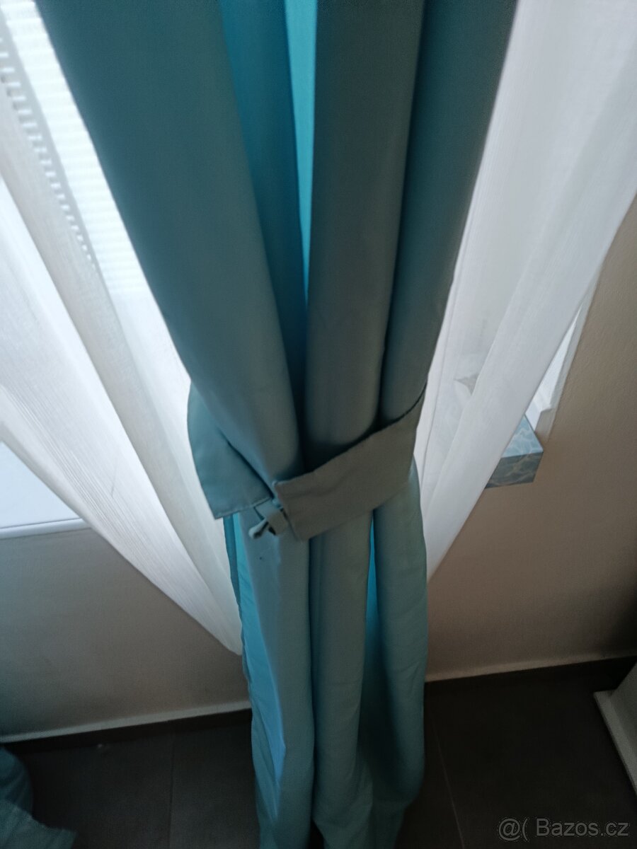 Závěsy modré a závěsy dekorační fialové - 3