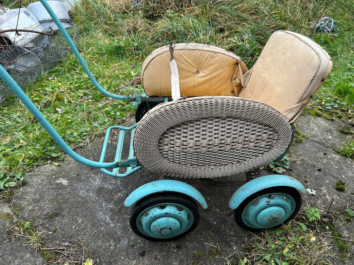 Retro kočárek včetně lyží - 3