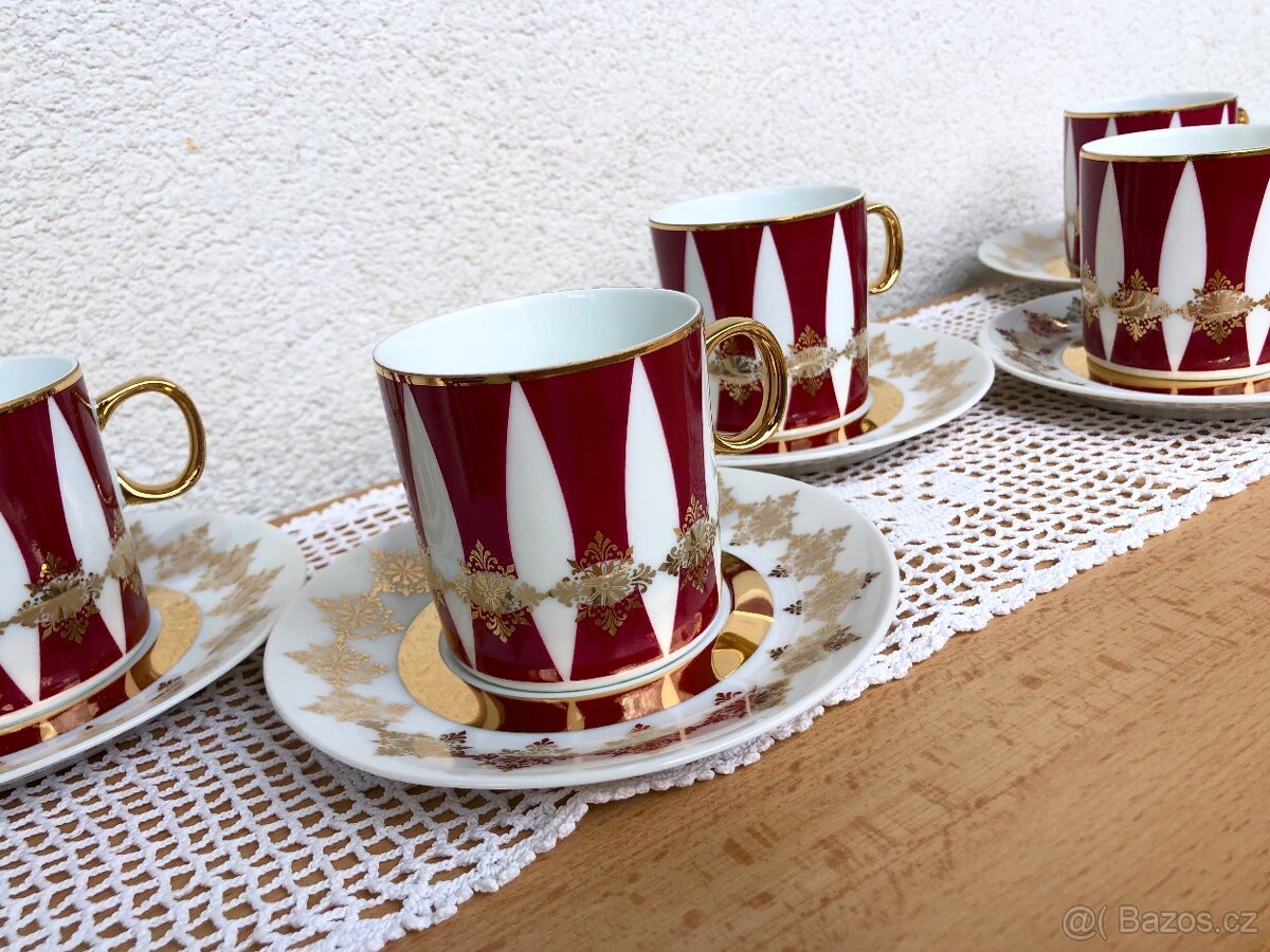 Porcelánová sada šesti hrnečků s talířky Nefertiti J. Ježek - 3