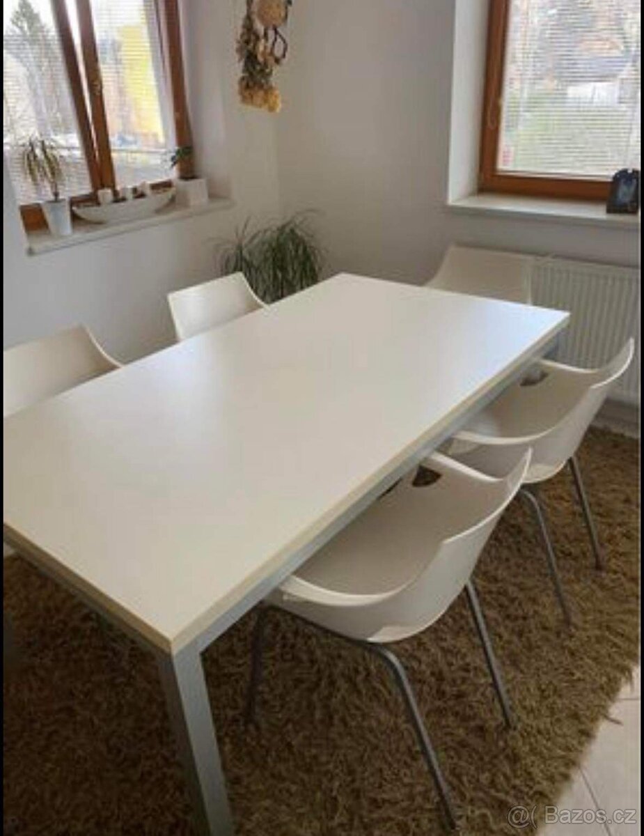 Jídelní stůl slonová kost Lino design a židle - 3