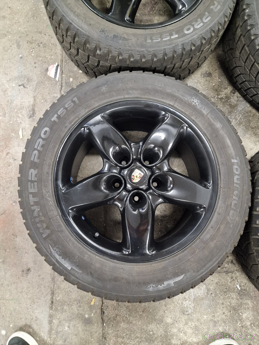 Alu Kola Porsche CAYENNE,zimní pneu 255/55/18,slušný stav - 3