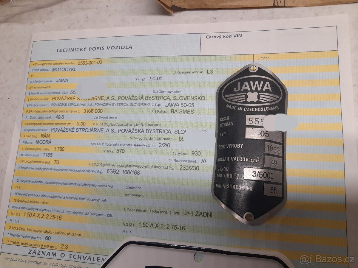 Jawa 50 typ 05 rok 1962 rám s TP - 3
