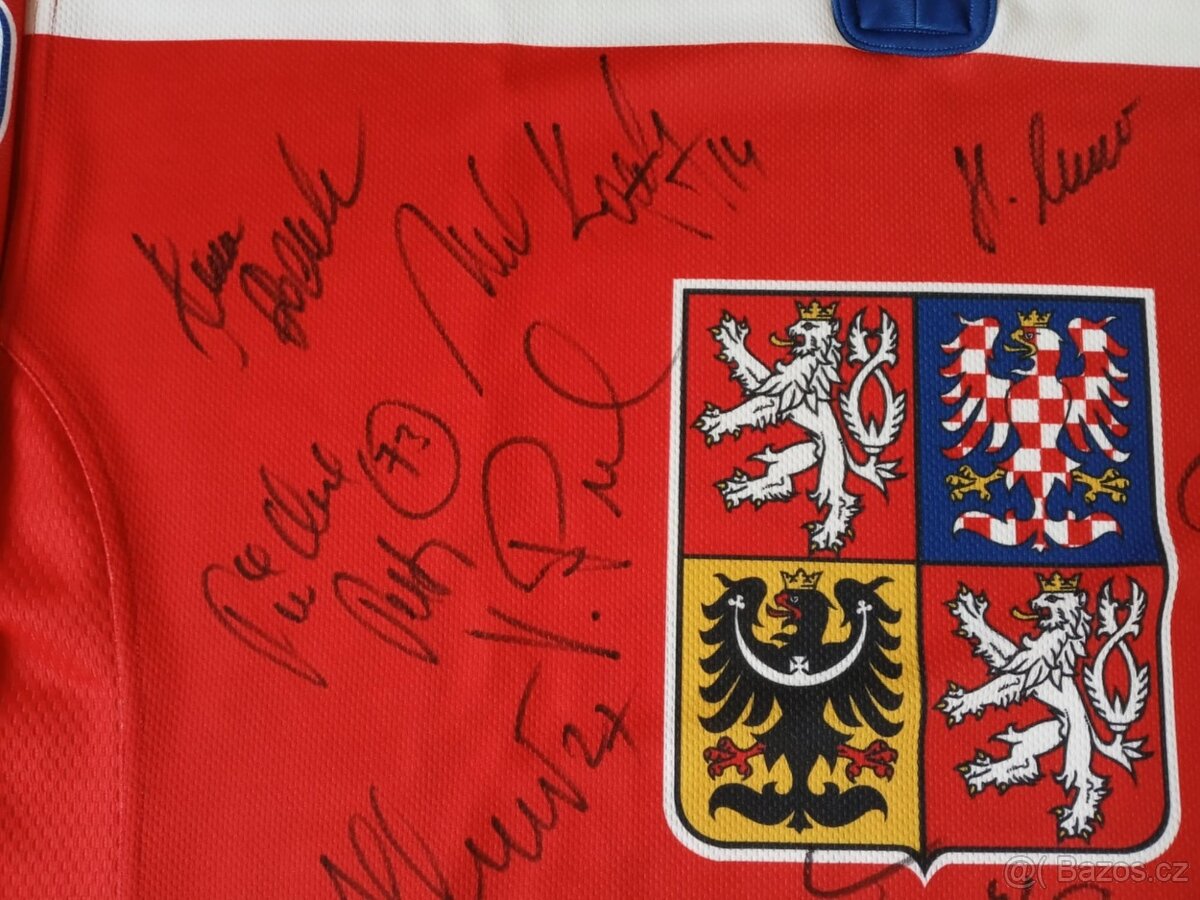 Hokejový dres ČR Jaromír Jágr - MS 2004 s podpisy hráčů - 3