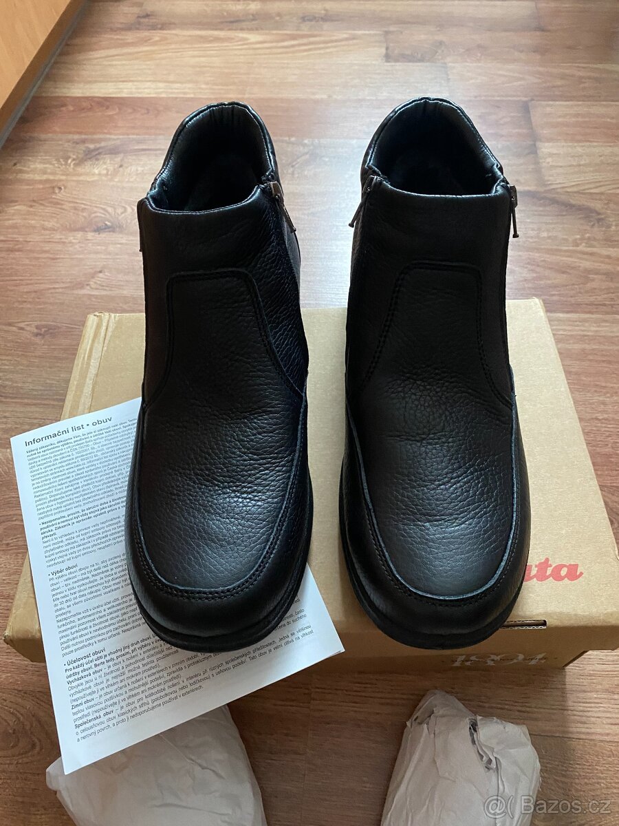Nové pánské kožené zimní elegantní boty Baťa s kožich. - 44 - 3
