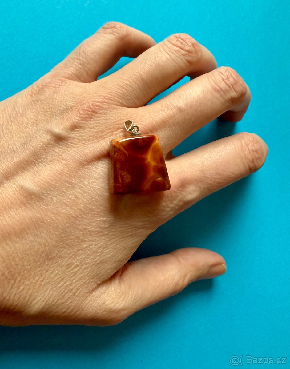 Přívěsek minerál karlovarský Vřídlovec, sleva. - 3