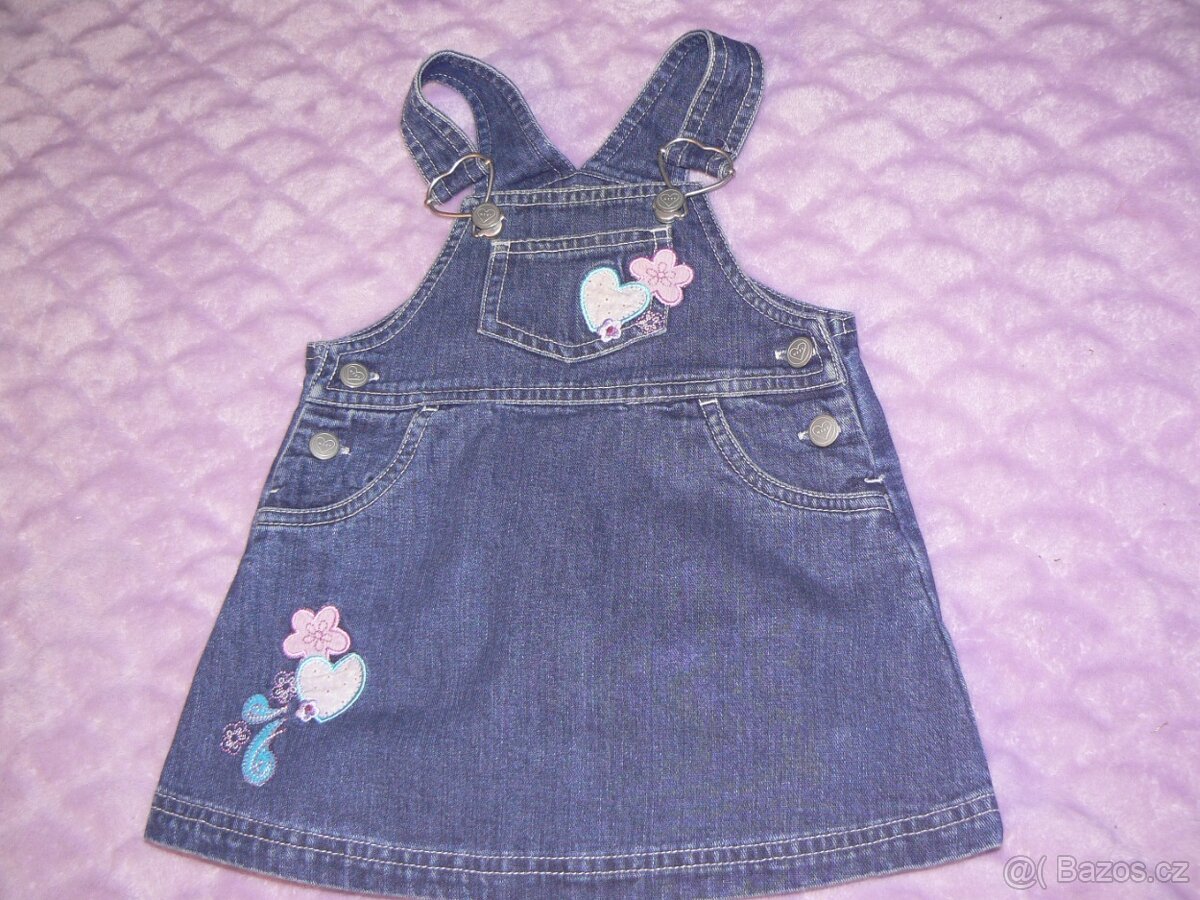 dívčí džínová sukně + sametové šaty - 6 - 18 měíců - 3