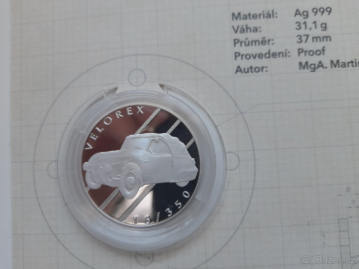 Stříbrná mince Velorex - "Na kolech" - 3