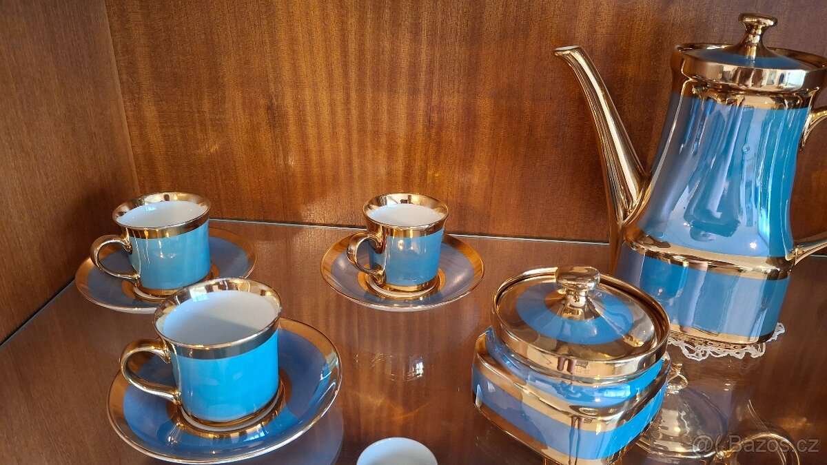 Kávová pozlacená sada porcelánu - 3