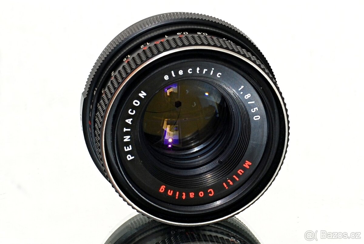 Pentacon RED MC 1,8/50 M42 Red White TOP STAV - 3