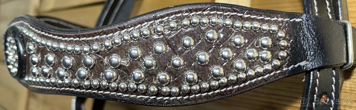 Westernový set 16) černý s hnědou imitací krokodýla - 3