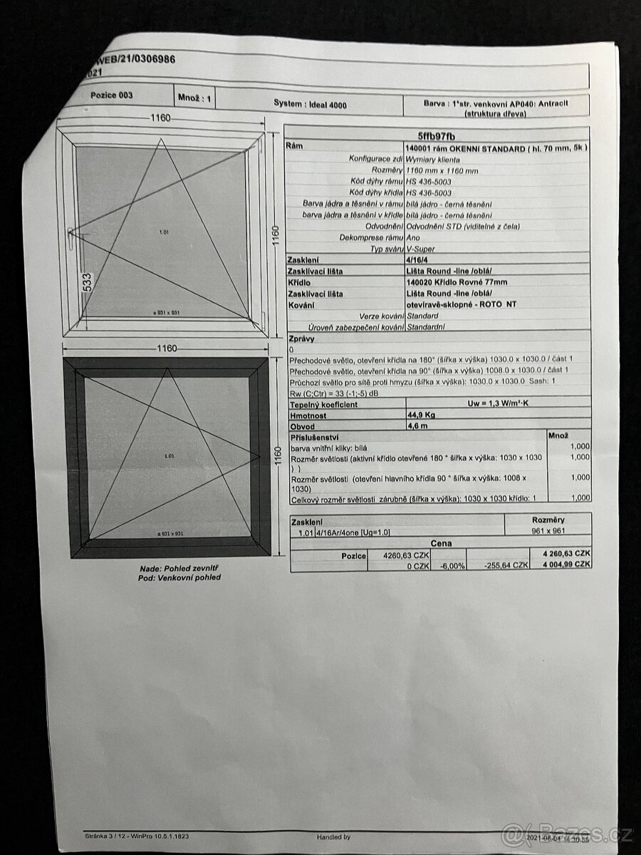 Prodám okna dvojsklo značky Decco EkoSun83 Antracit. 2021 - 3