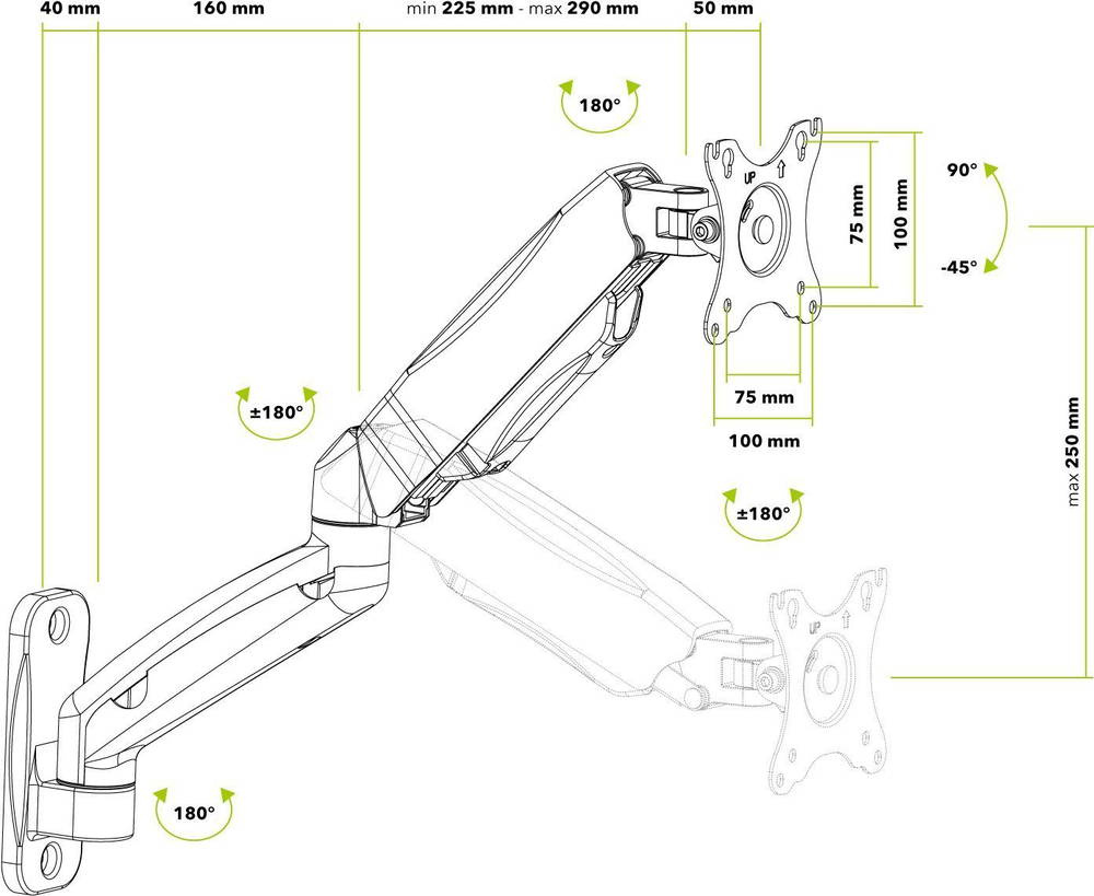 AlzaErgo Arm S41B wall - 3