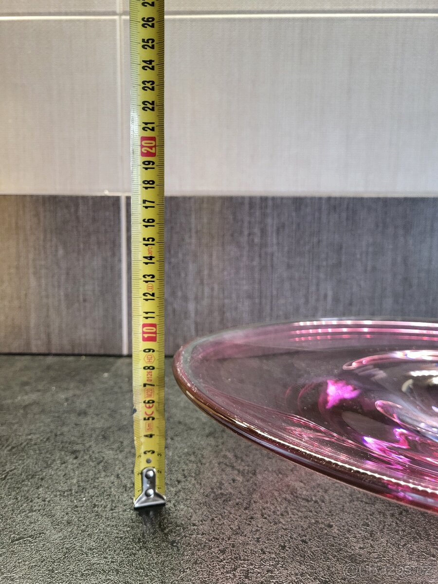 Růžová mísa - hutní sklo - 3