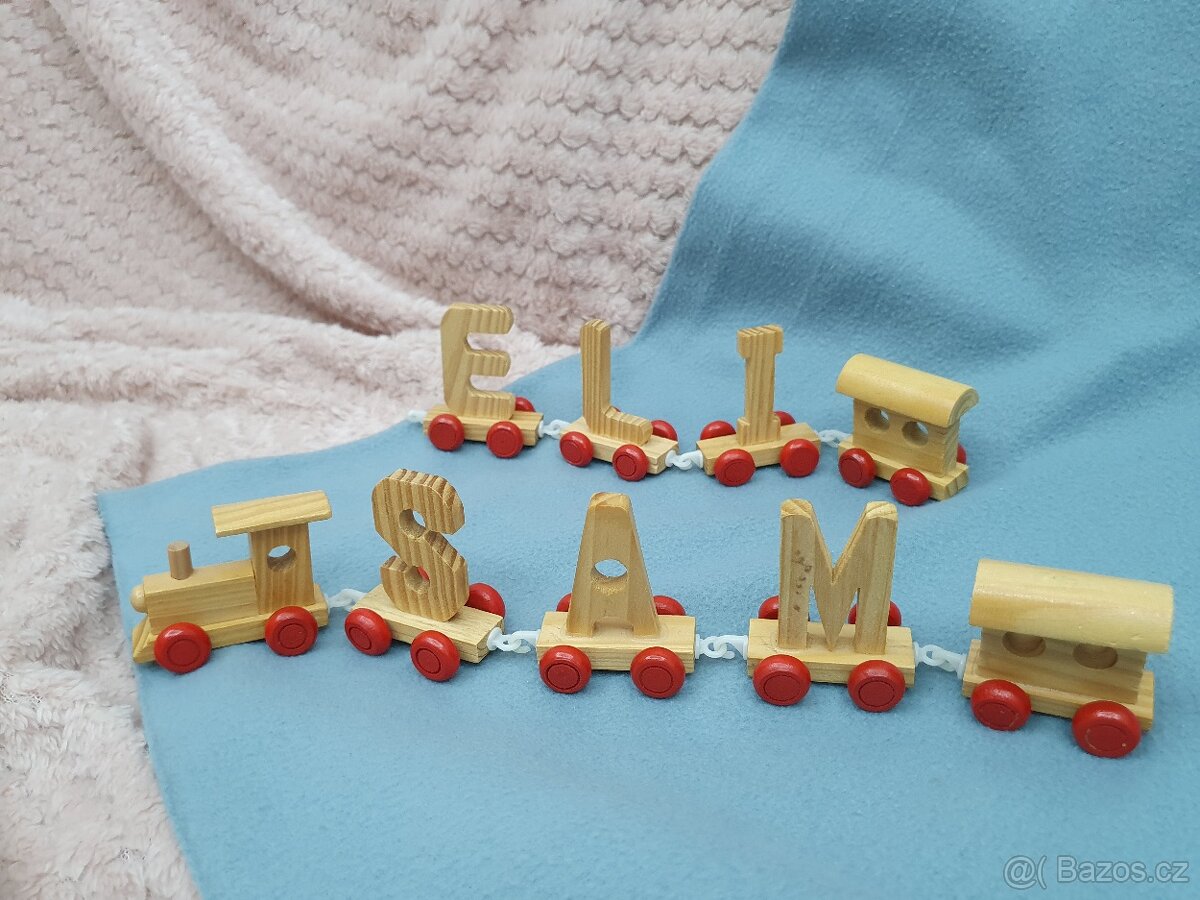 Dřevěný vláček abeceda, písmena, lokomotiva vagóny - 3