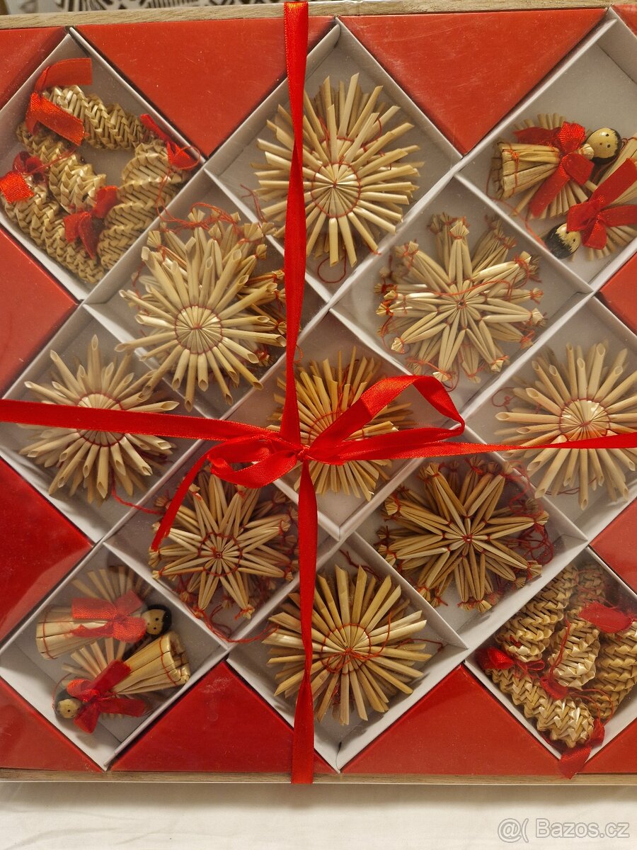 Velká nová sada slaměných ozdob na stromeček - 3