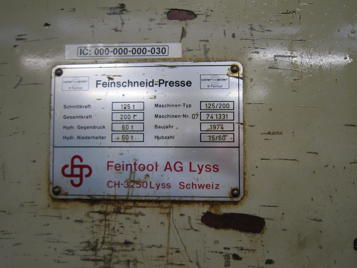 Hydraulický lis - Feinschneid presse 200/125 - 3