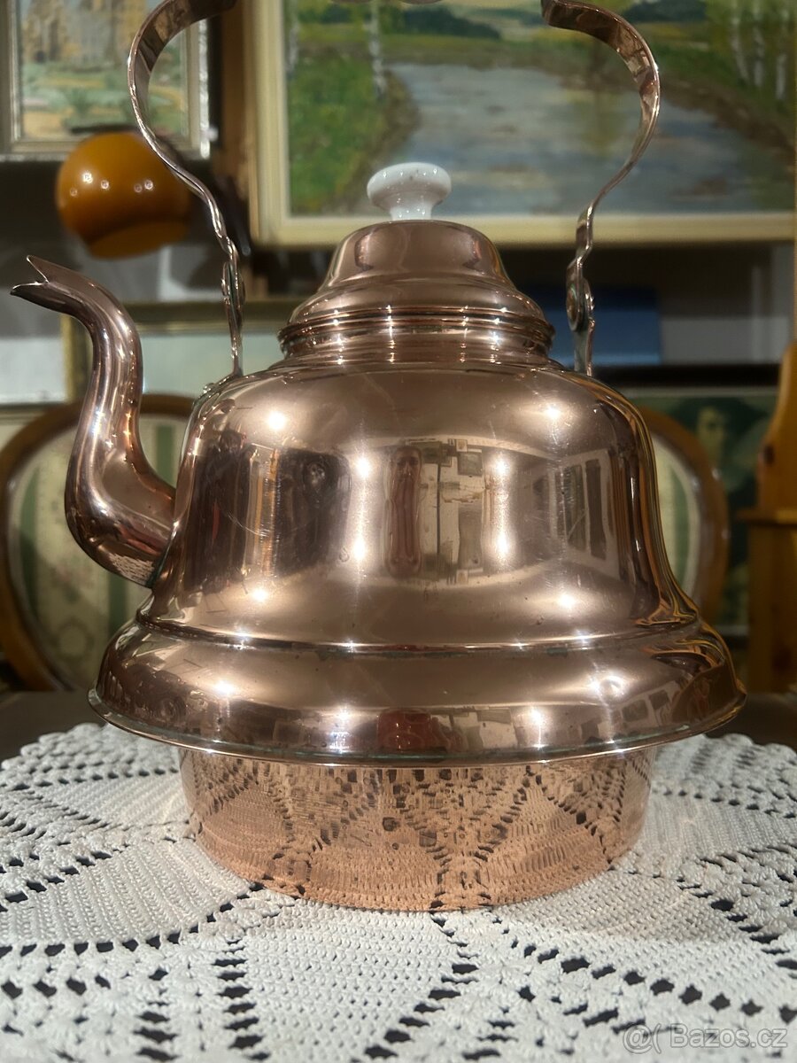 Starožitná velká měděná konvice - 3