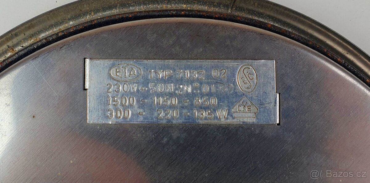 Plotna litinová 180mm 1500W / 230V bez omezovače (ETA 713240 - 3