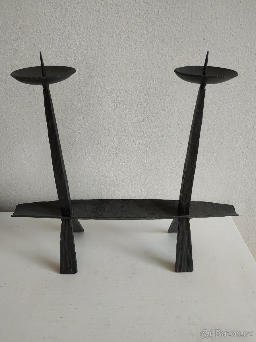 Ručně kovaný dvouramenný svícen - 3