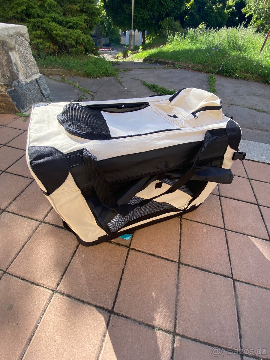 Skládací psí klec M béžová - 3