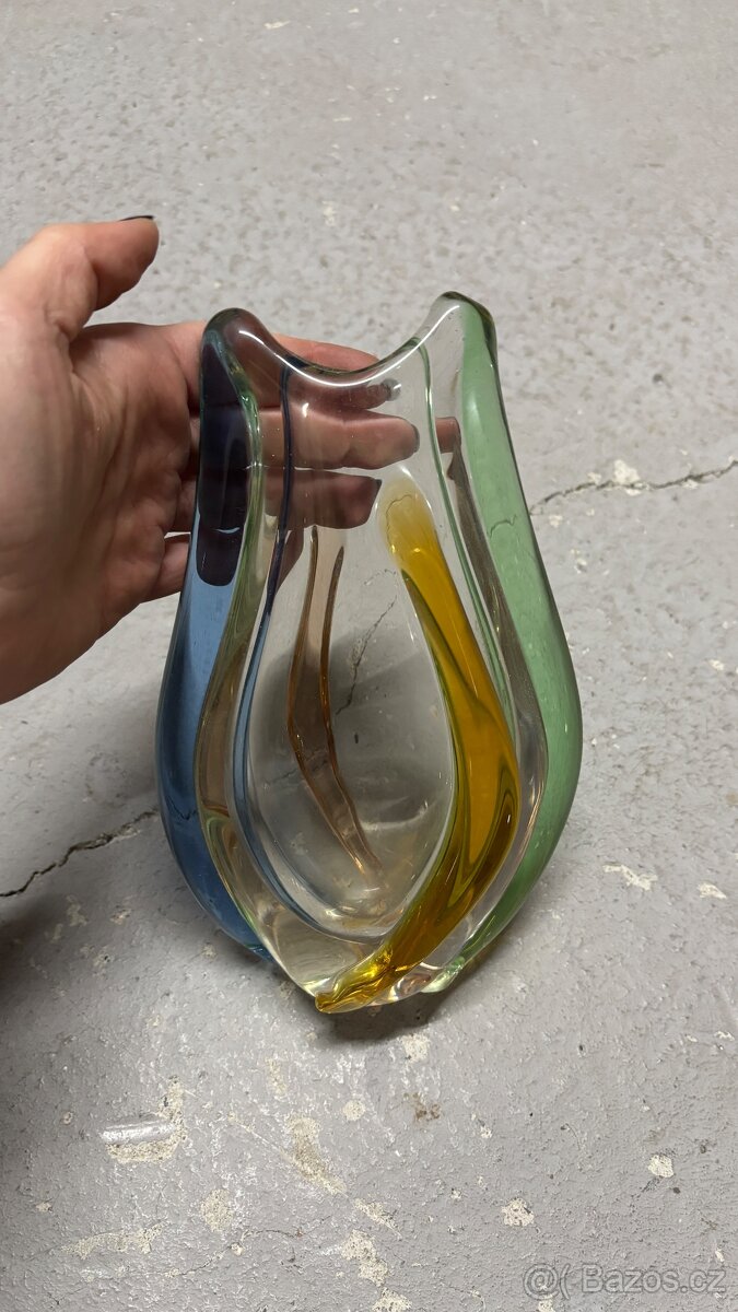 Hutní sklo Zemek, Rhapsody váza a miska - 3