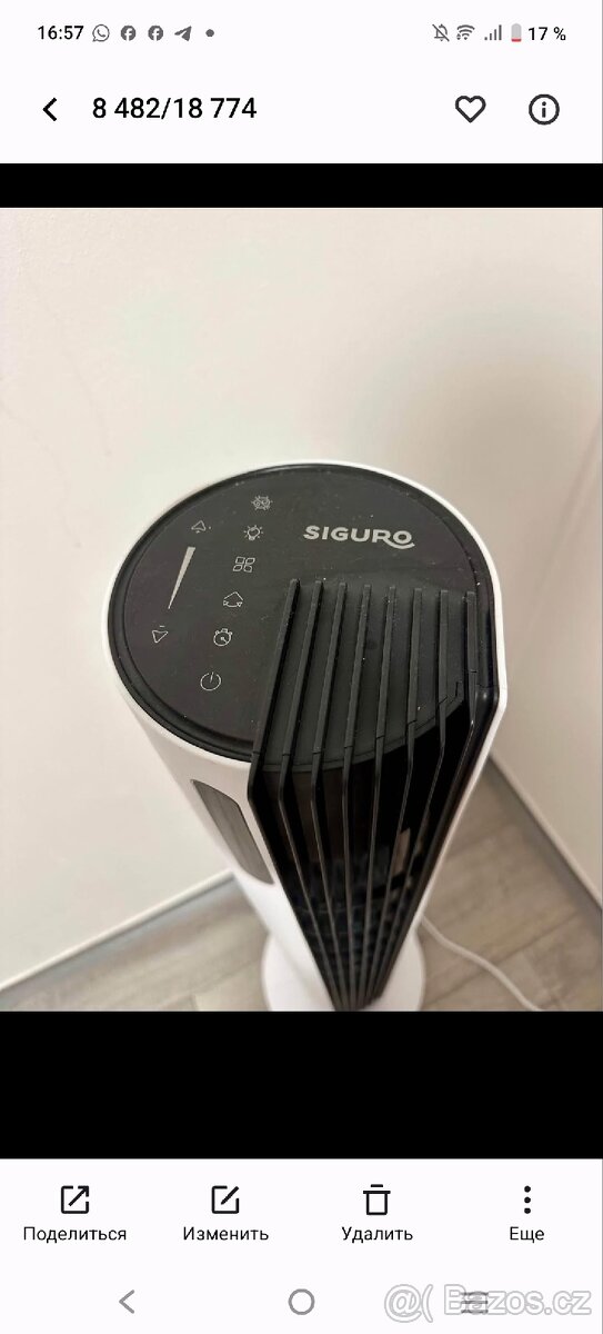 Ventilátor a čistička vzduchu siguro - 3