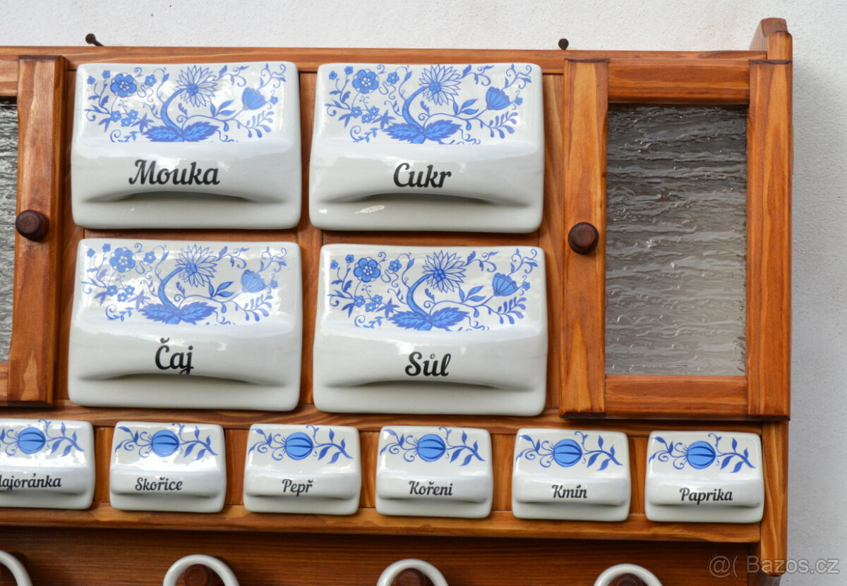 Dřevěná police velká s kořenky - motiv cibulák - 3