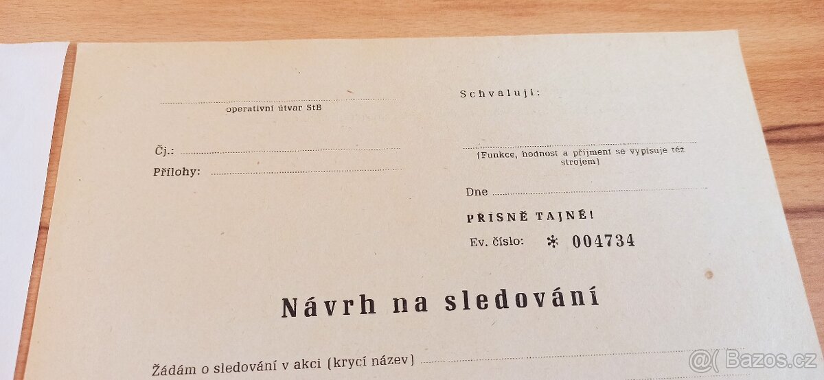 Originální formuláře, dokumenty STB. - 3
