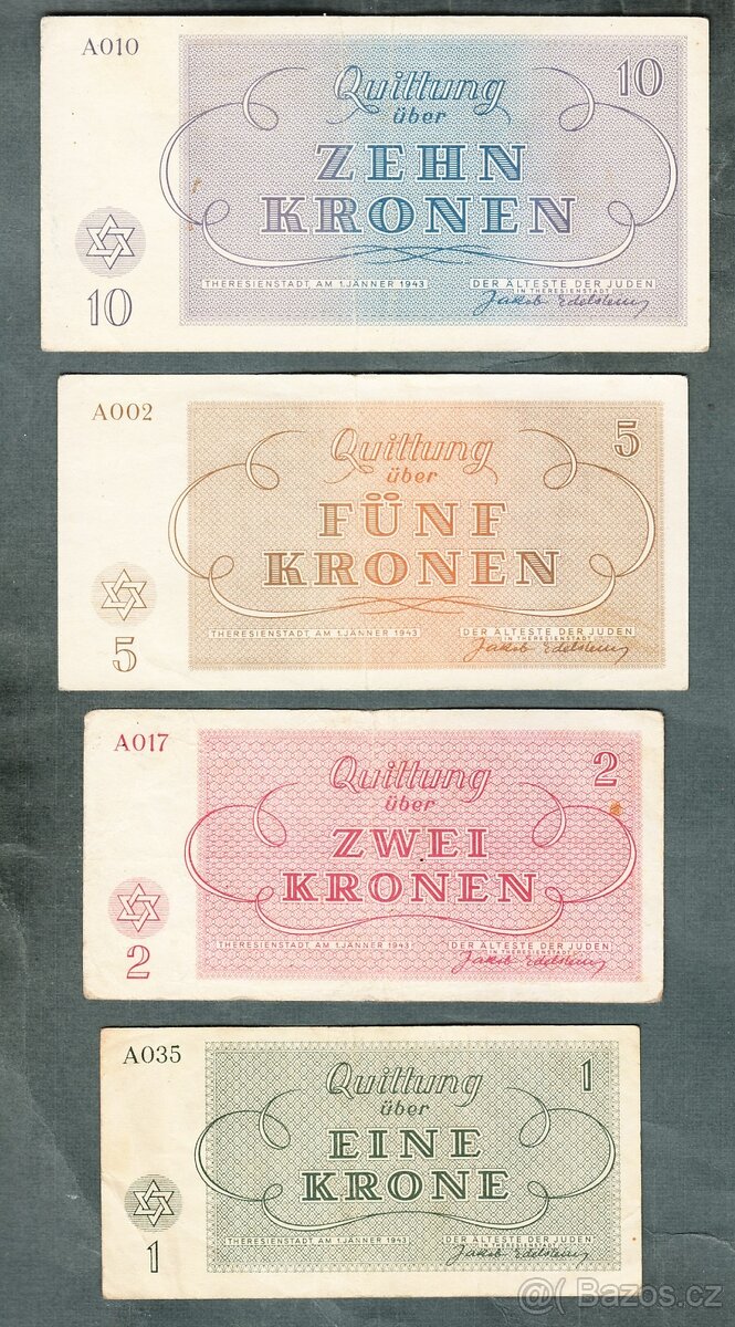 Staré bankovky KOMPLET SESTAVA židovského ghetta TEREZÍN - 3