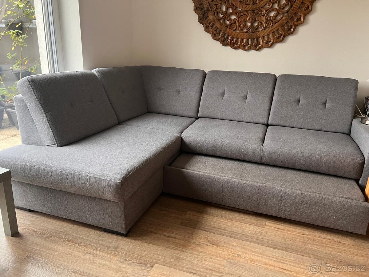 rohová, čalouněná, rozkladací s vel.uložnym prostorem - 3