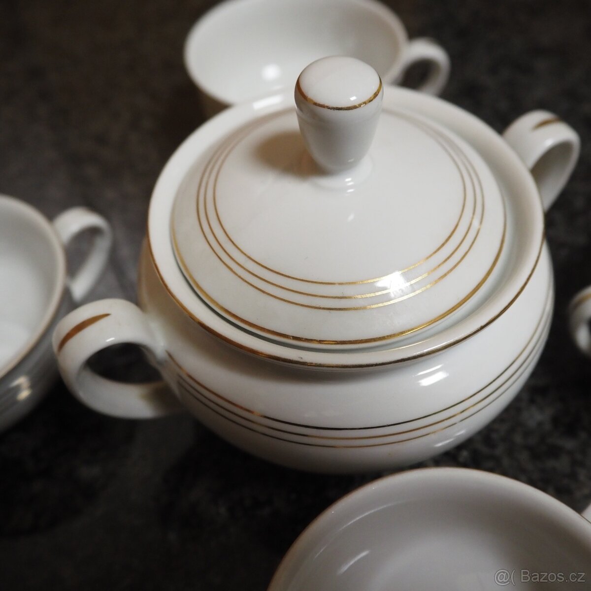 Porcelánové mini šálky + cukřenka - 3