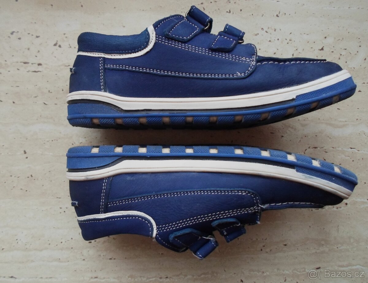 Modré bílé boty polobotky kožené - 35 - 3