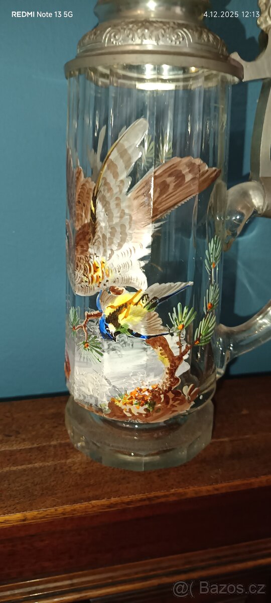 Korbel malovaný 1880 luxusní ptáček a ptáček - 3