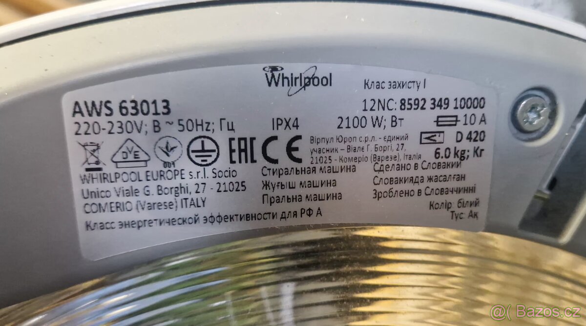 Whirlpool AWS 63013 6kg, ložiska KO - 3