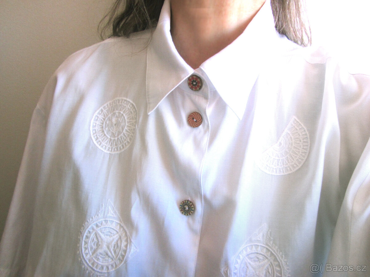 Vintage bílá dámská košile z 90.let plus velikost - 3