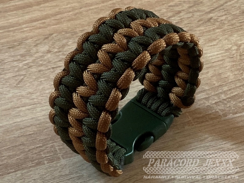 Paracord náramek (19 cm) oliv - brown - 3