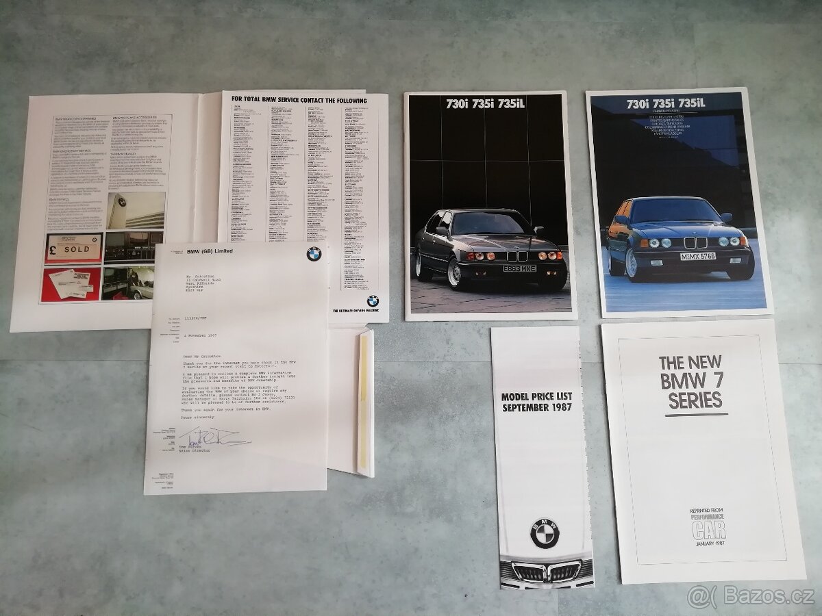 BMW E32 -složky s katalogy 1987 v angličtině - 3