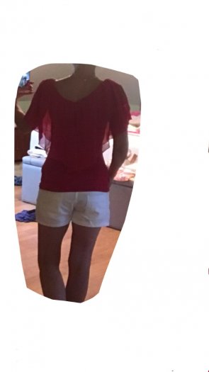 Triko / halenka se šifonovým kanýrem červená - 3