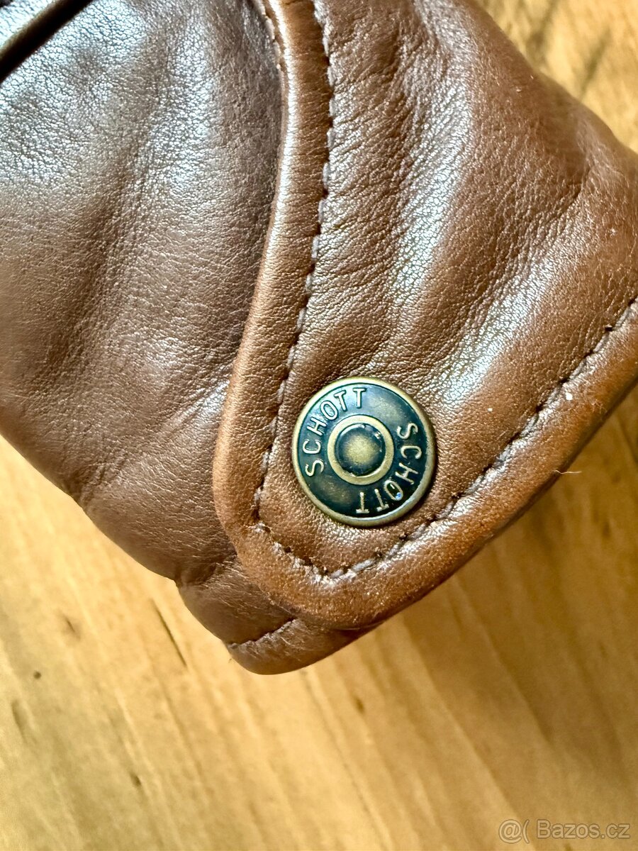 Schott kožená bunda hnědá, vel. M - 3