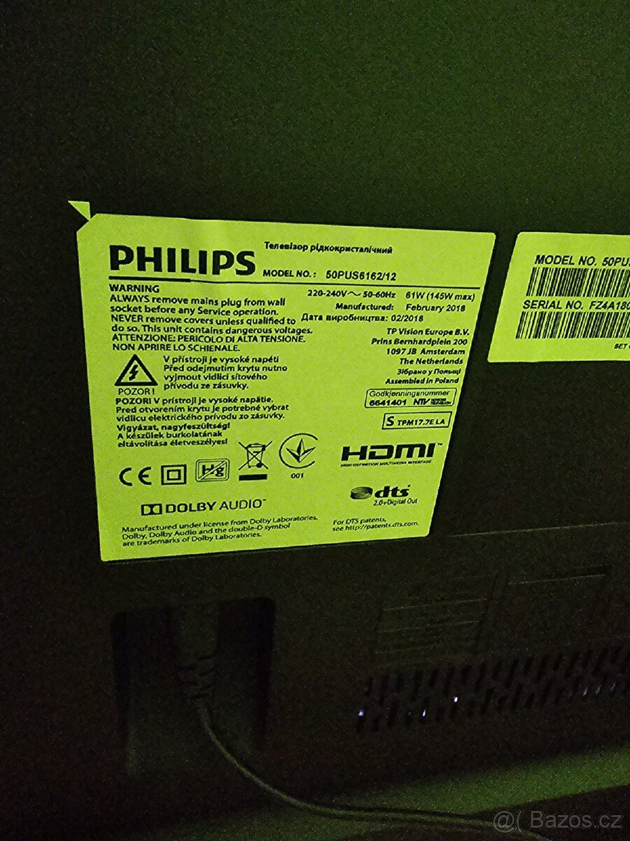 TV smart televize led 4K Philips 126cm 50' Wifi - 3